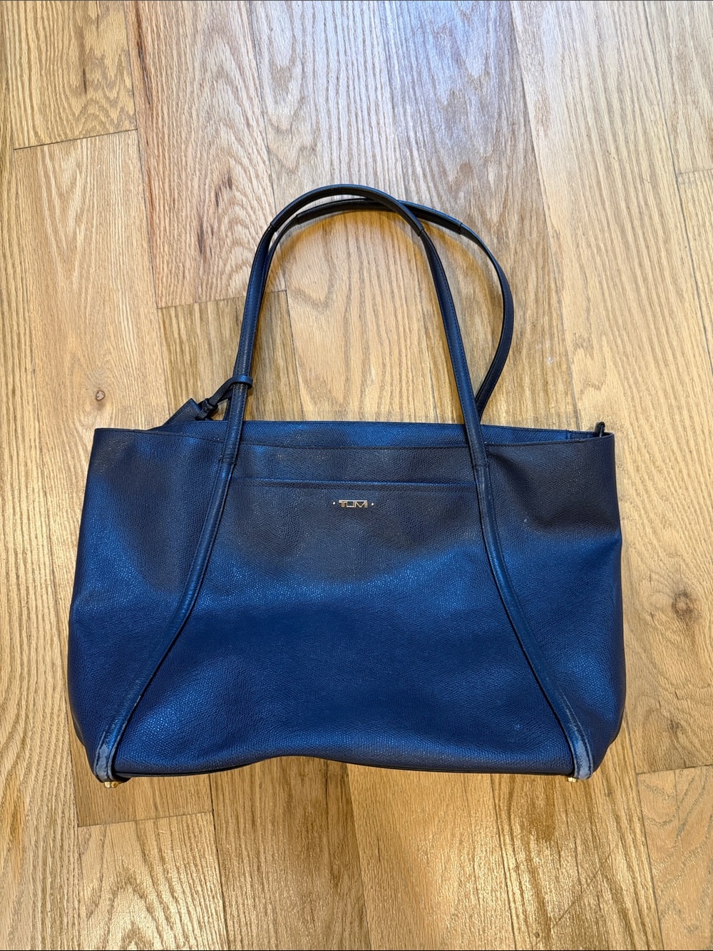 Tumi Navy Leather Shoulder Tote